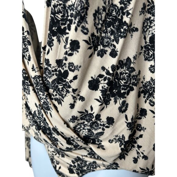 Intimately Free People Turnt Cream Black Floral Bodysuit Faux Wrap - Picture 4 of 7